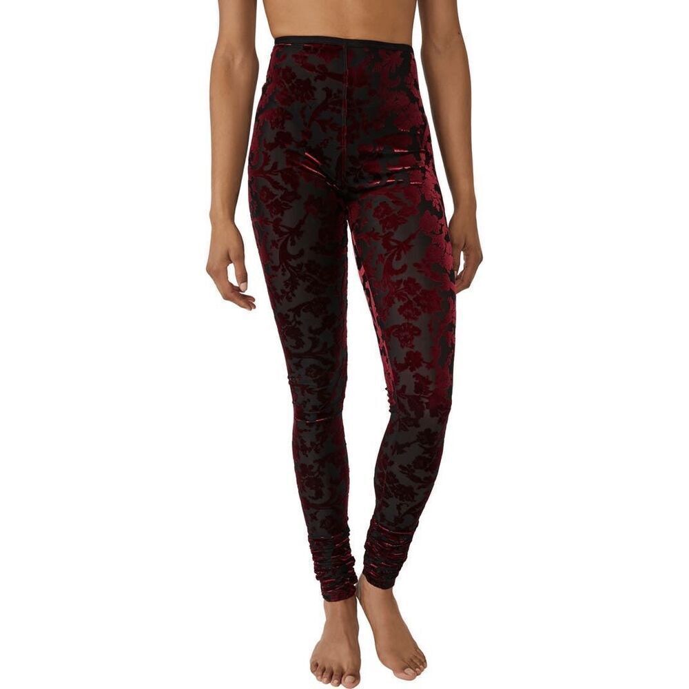 Free People Burgundy Velvet Leggings